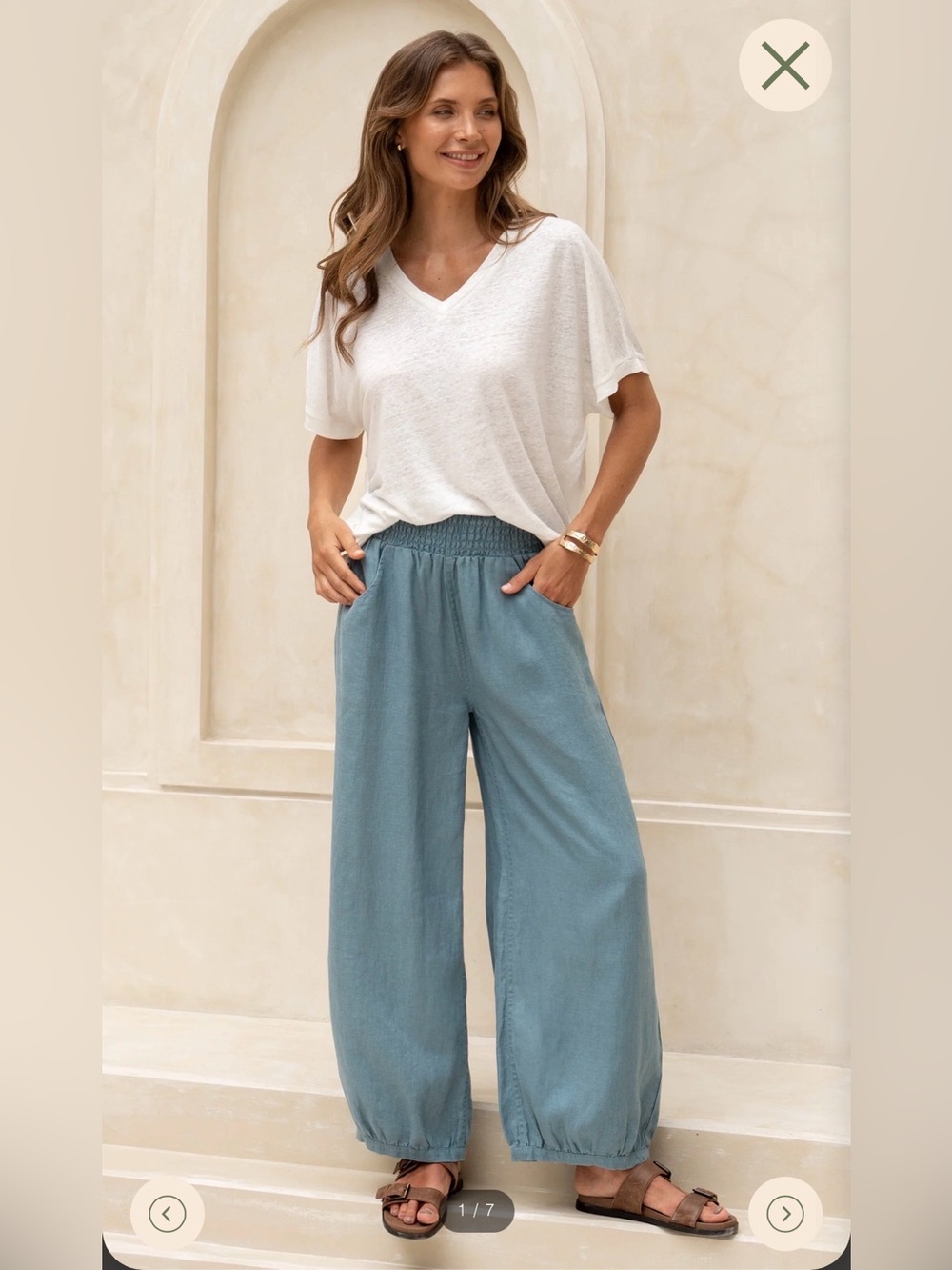 Nomad the Label : Sadhu French Linen Pants in Tahiti Blue